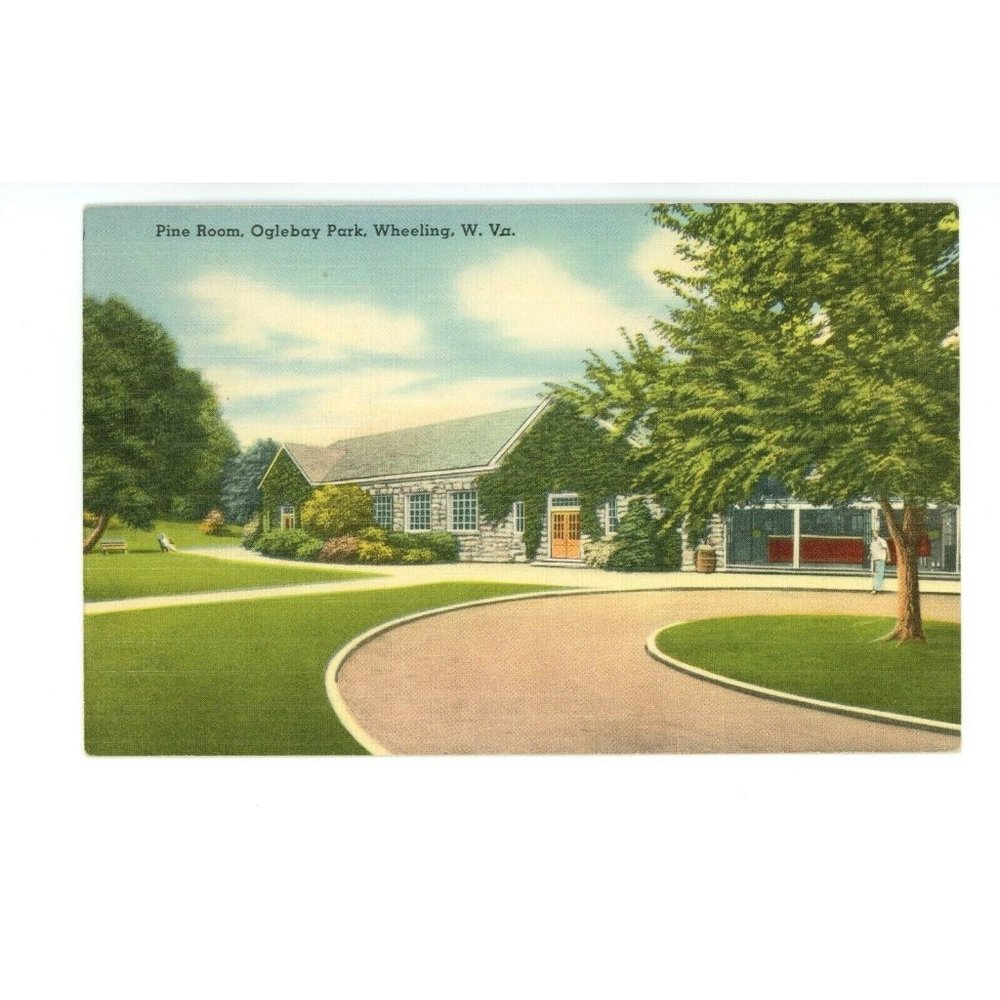 Vintage Postcard Oglebay‎ Park Wheeling West Virginia Pine Room Posted Stamped